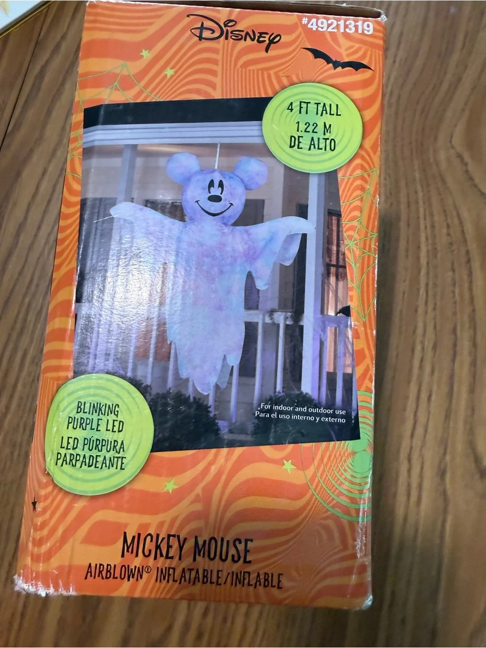 Gemmy 4 ft Tall Airblown Inflatable Disney LED Hanging Mickey Ghost Halloween